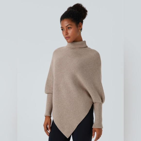 HALARA Taupe Women's Poncho Sweater - Picture 5 of 10